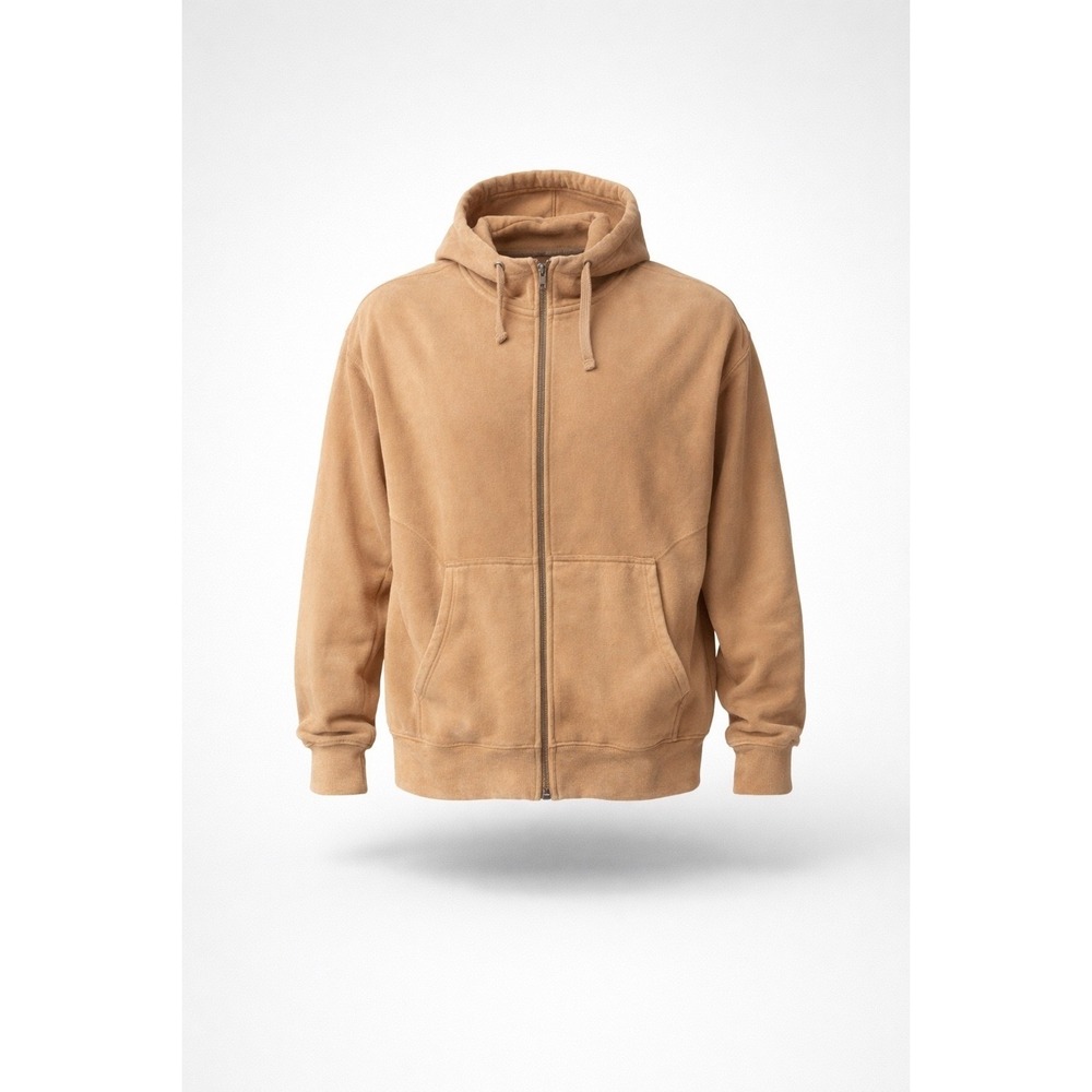 Free People FP Movement Hype Zip Up Hoodie Washed Tan Oversized Sweatshirt XS/S